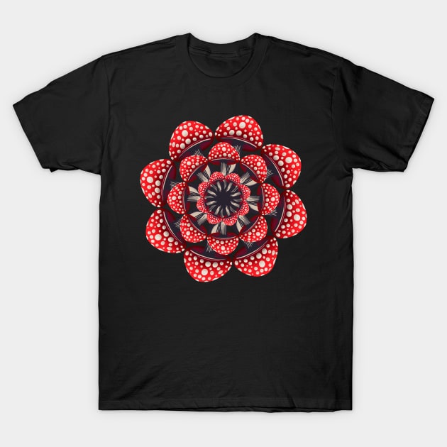 Red Mushroom Mandala T-Shirt by DaveDanchuk